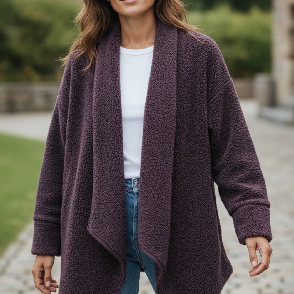 SOFT SURROUNDINGS Cozy Teddy with One Snap Closure in Wine